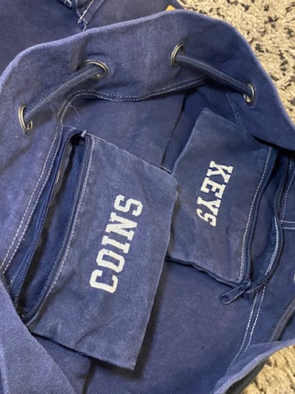 Vintage GAP Cotton Duffle bag Laundry College Blue Travel - Picture 6 of 12
